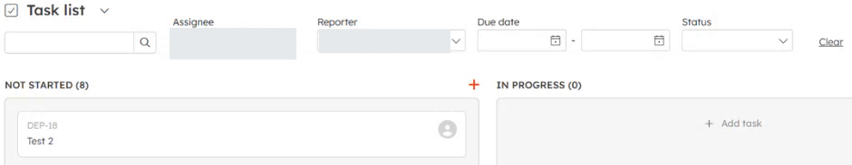 A filtered board view. Personal details are hidden.