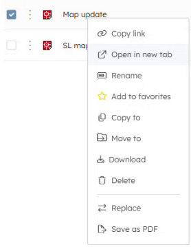 Open a document in a new tab from its context menu.