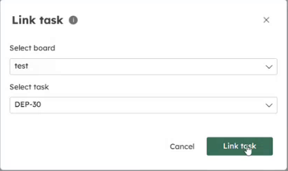 Select the board and the task to link.