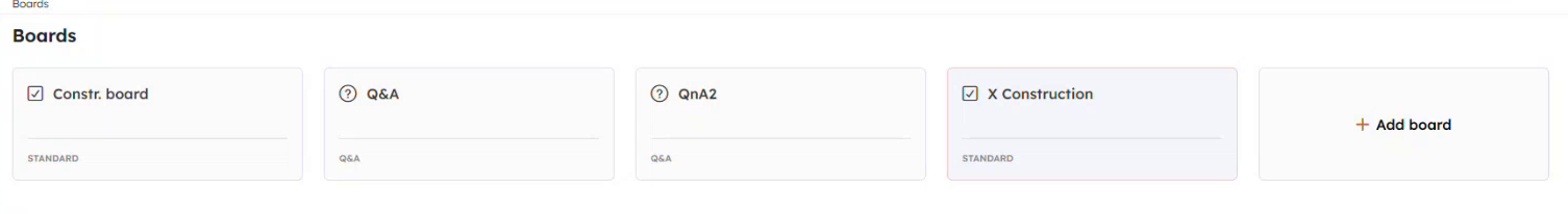 Find project boards and add new ones from the overview.